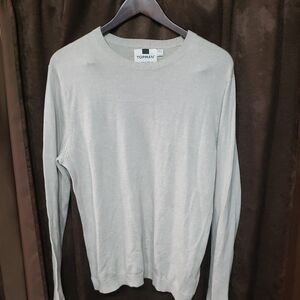 Topman Light Gray Knit Pullover Men's Long Sleeve Sweater Business Casual New